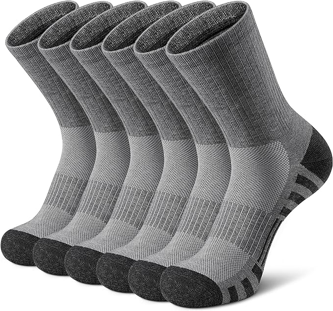 Airacker Athletic Socks Sport Running Calf Socks Performance Cushioned Breathable Crew Socks for Men Women(6 Pairs)