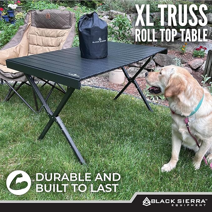 Black Sierra XL Folding Portable Camping Table, Lightweight Table for Indoor/Outdoor use, Tailgating & Picnic, Foldable Outdoor Carry Bag