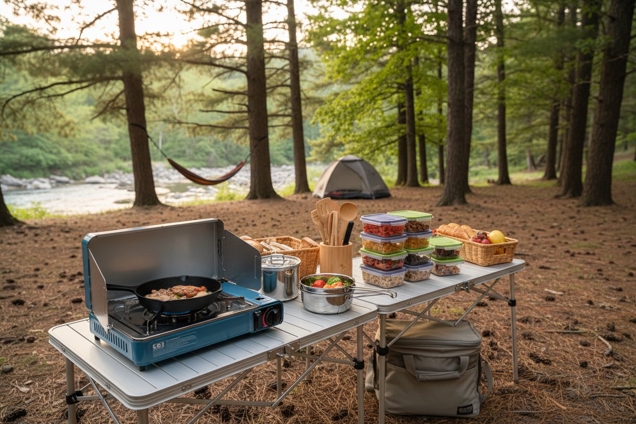 Lightweight camping cookware set for outdoor cooking