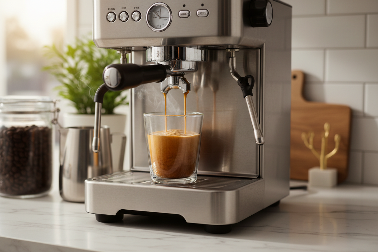 CulinaryNest best home espresso machine brewing rich espresso at kitchen counter