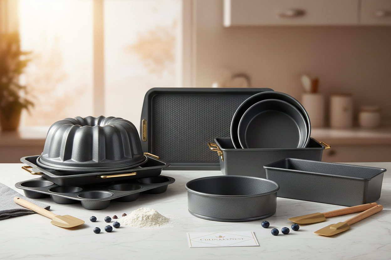 <img src="baking-pan.jpg" alt="CulinaryNest non‑stick metal baking pan in oven ready for bread and pastries">