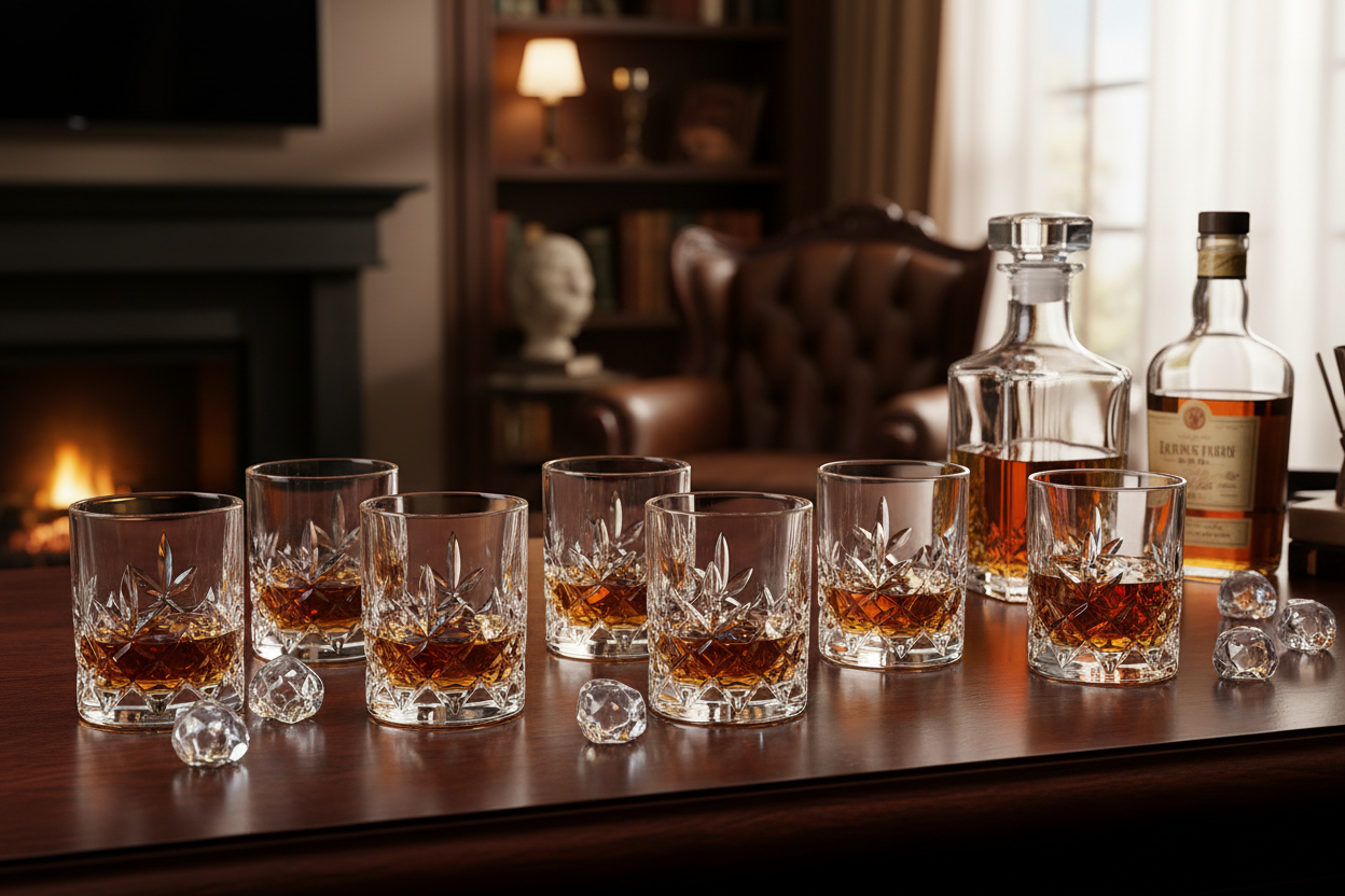 premium whiskey glasses set – crystal old fashioned rocks glass collection