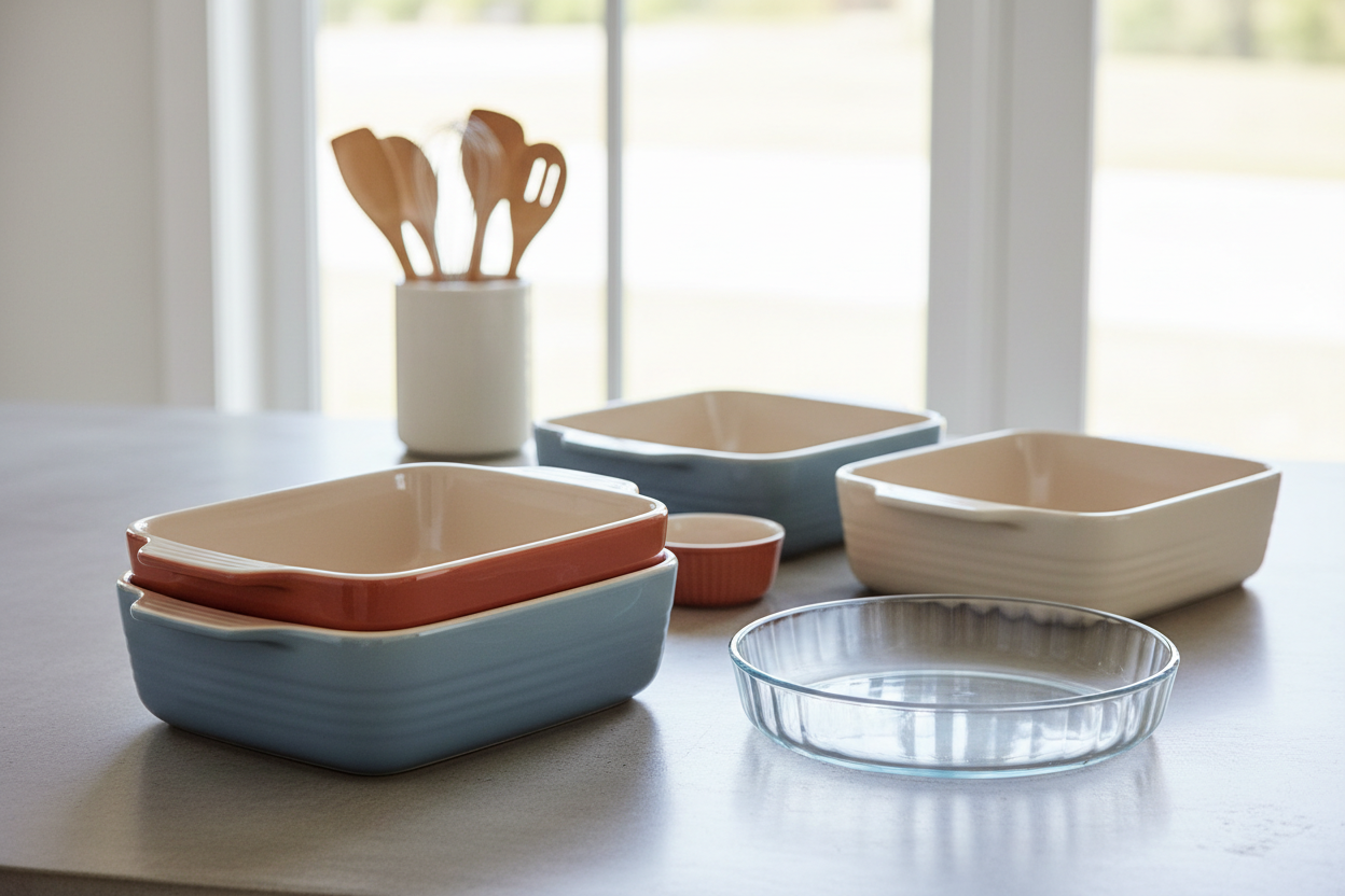 Set of baking dishes ready for oven