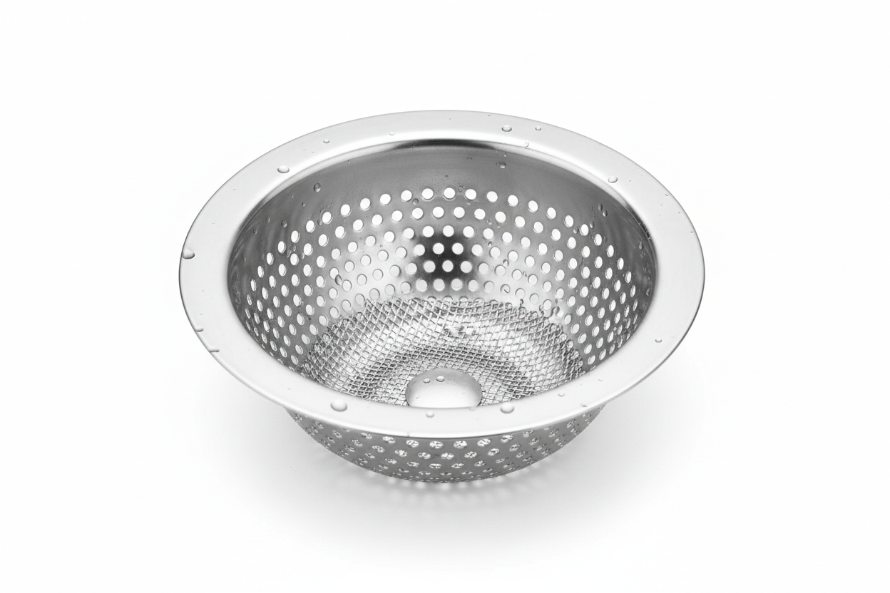 Stainless-steel sink strainer for kitchen drains
