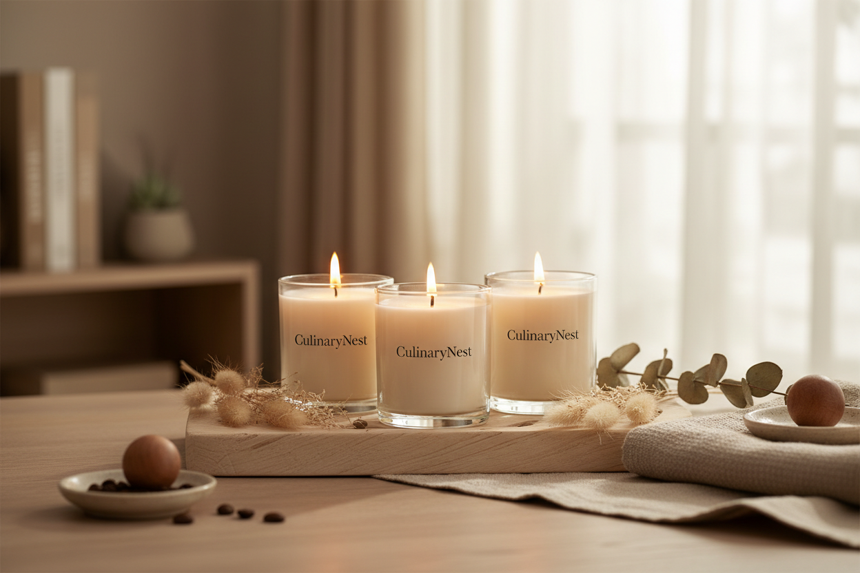 CulinaryNest unscented kitchen candles for clean flame free cooking ambiance