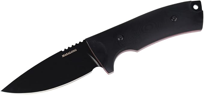 MASALONG Kni220 Survival Straight knife blade vg10 tactical fixed blade knife with sheath For camping hunting army (black)