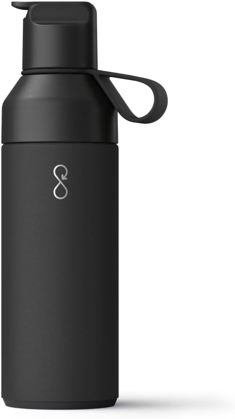 Ocean Bottle - Recycled Stainless Steel Go Water Bottle - Eco-Friendly & Reusable Bottle - Obsidian Black - 17 oz