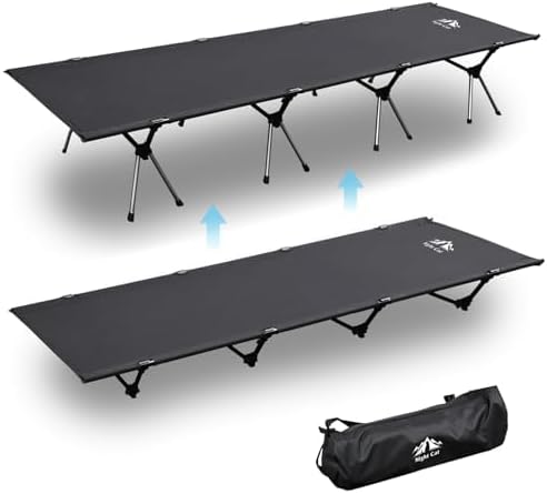 Night Cat Camping Cot Bed - Portable Folding Sleeping Cots for Adults 1-Person Outdoor Elevated Off-Ground Beds Easy Set-up Army Sleeping Bed 87"x32"
