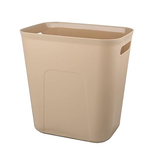 UUJOLY Plastic Small Trash Can Wastebasket, Garbage Container Basket for Bathrooms, Laundry Room, Kitchens, Offices, Kids Rooms, Dorms, 3.5 Gallon, Khaki