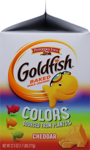 Goldfish Colors Cheddar Cheese Crackers, 27.3 oz Carton (Pack of 2)