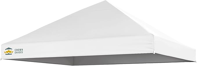 CROWN SHADES 8x8 Canopy Replacement Top - Only Compatible with Crown Shades RS64F Series, Silver Coated with Air Vent, White (Top Only)