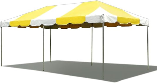Party Tents Direct 10'x20' Weekender West Coast Tent Frame Party Tent (Yellow/White) PVC Top with Storage Bag - Tents for Parties, Weddings, Birthdays, Banquets, Fiestas, Workshop, Outdoor Event