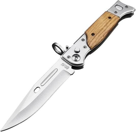 HUAAO 8.66 Inch Camping Knife Portable Folding Pocket Knife Speed Safe Assisted Opening Knives Outdoor Hunting Tactical EDC Survival Self Defense Tools AK47 Flipper Knives for Hiking,Gift for Men