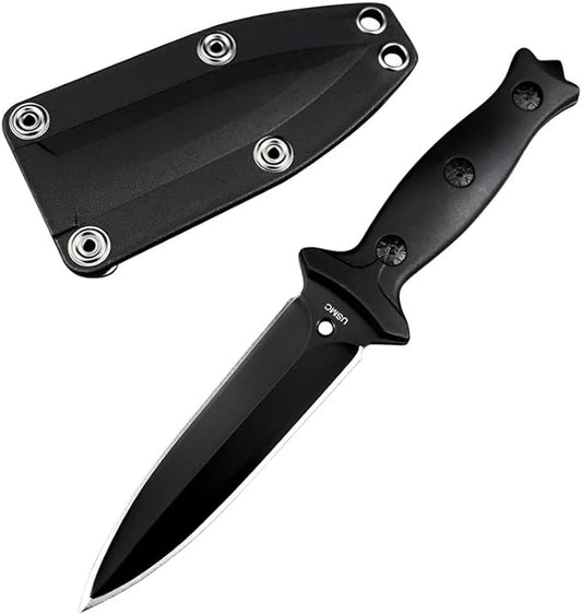 HUAAO 3.74in Dual Edge 440C Stainless Steel Blade ABS Handles Utility knife,7.3in Full Tang Fixed Blade Knife with ABS Sheath Tactical Hunting Knives for Outdoor Camping EDC and Survival