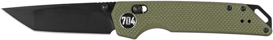 704 Gear Fang EDC Folding Pocket Knife | 3.22" Tanto Blade, D2 Steel, G10 Handle, Crossbar Lock, Reversible Pocket Clip | Olive Drab Green