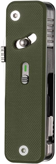 ROXON S503G 9 in 1 Mini Multi Tool EDC Pocket Knife Multitool with G10 Handle,Scissors,Screwdriver,Threader,Awl, Flat Screwdriver,Ruler,Tweezers for Outdoors Fishing Camping,Gifts for Men (Green)