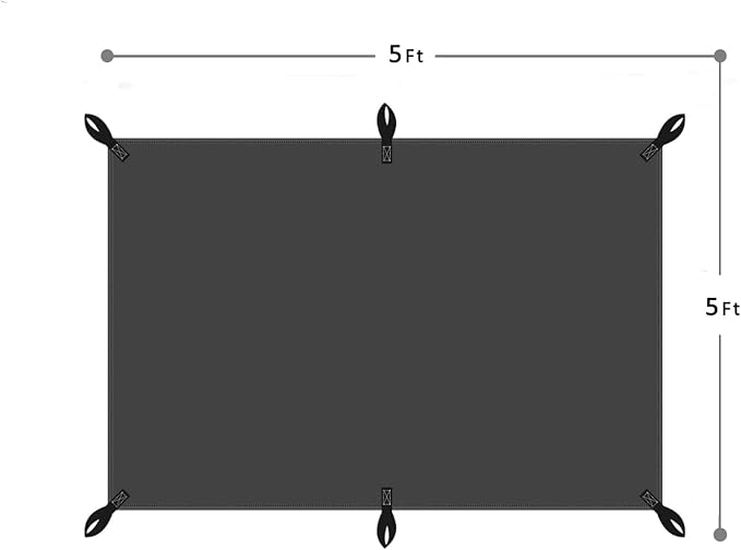 5x5Ft Waterproof Canvas Tarp Black，Heavy Duty Multipurpose Oxford Tarpaulin Cover for Canopy Tent, Roof, Boats, Pool, Woodpile, Robust, Rip & Tear Proof, 20mil