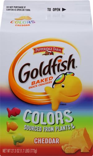Goldfish Colors Cheddar Cheese Crackers, 27.3 oz Carton (Pack of 2)