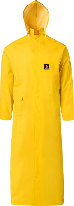 Ironwear 9221FR Flame Retardant Rain Jacket Riding Coat with Detachable Hood and Vented Back Yellow