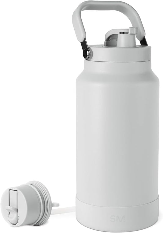 Simple Modern Trek Pivot | Half Gallon Water Bottle Jug with Handle & Boot | Interchangeable Straw & Chug Lids | Large Insulated Stainless Steel | Sports Camping Outdoors | 64oz, Ice Gray