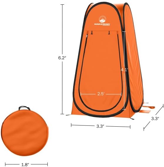 Pop Up Pod - Privacy Shower Tent, Dressing Room, or Portable Toilet Stall with Carry Bag for Camping, Beach, or Tailgate by Wakeman Outdoors (Orange)
