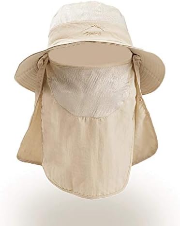 Fishing Hat for Men Sun Protection Hat with Removable Mesh Face Neck Flap Cover Windproof Strap for Men and Women