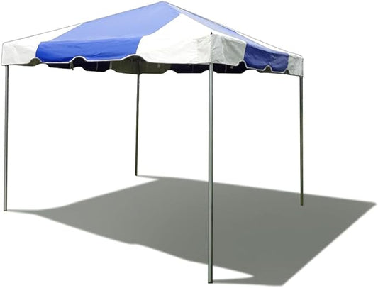 Party Tents Direct 10x10 Heavy-Duty Waterproof Canopy Tent - Steel Frame Outdoor Gazebo for Weddings, Parties & Camping - Blue Vinyl Cover