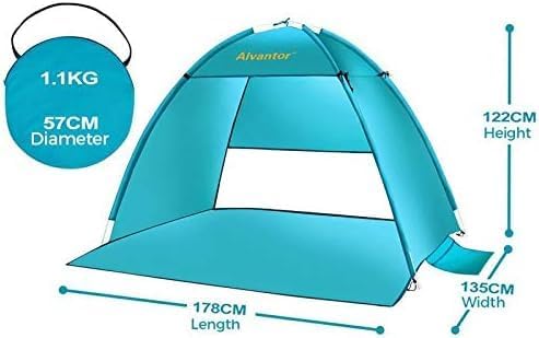 Alvantor Beach Tent Sun Shade Beach Umbrella Outdoor Sun Shelter Cabana Automatic Instant Pop-Up UPF 50+ Portable Camping Canopy Easy Set Up Light Weight Windproof for 2-3 Persons