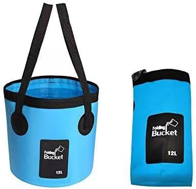 Collapsible Bucket with Handle, Multifunctional Foldable Water Container for Camping, Hiking, Traveling, Fishing, Washing, Gardening, Waterproof, Durable, Lightweight, Black