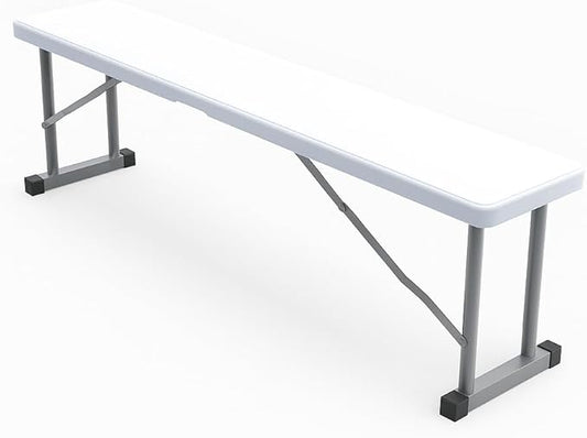 2.75ft Plastic Folding Bench – Lightweight and Portable White Resin with Durable Steel Frame, 33”x8”x16” - (Pack of 1, White, 2.75 Feet)