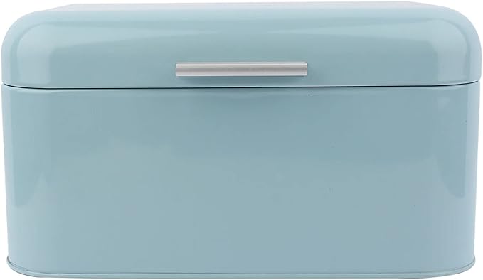 Buachois Large Bread Box,Iron Bread Box with Lid,Metal Bread Storage Bin,Bread Keeper Container,Bread Containers Storage,Modern Solid Color Retro Style,for Kitchen Counter (B)