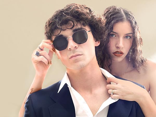 ZENOTTIC Hexagon Polarized Retro Sunglasses for Men Women-Vintage Metal Frame Design UV Protection Trendy Fashion Shades