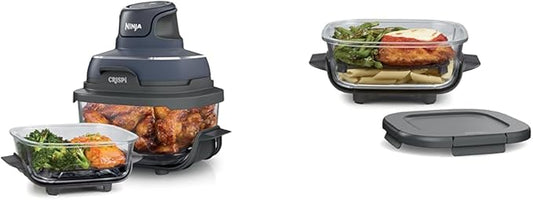 Ninja Air Fryer, 4QT Crispi System + 3 Containers with Storage Lids, Air Fryer, Microwave, Freezer & Dishwasher Safe, Non Toxic Portable Cooking System, Compatible with Ninja FN100 Crispi Series