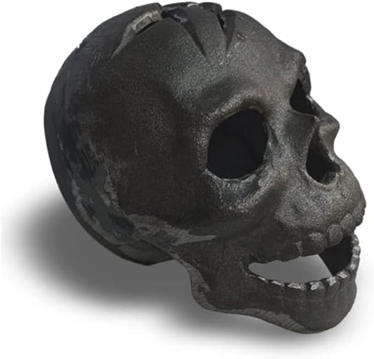 Fire Pit Skull – Metal Human Skull Fire Log for Fireplaces, Fire Pits & Campfires, Creepy Halloween Decor, Reusable Indoor & Outdoor Accessory