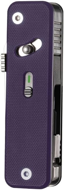 ROXON S503G 9 in 1 Mini Multi Tool EDC Pocket Knife Multitool with G10 Handle,Scissors,Screwdriver,Threader,Awl, Flat Screwdriver,Ruler,Tweezers for Outdoors Fishing Camping,Gifts for Men (Purple)