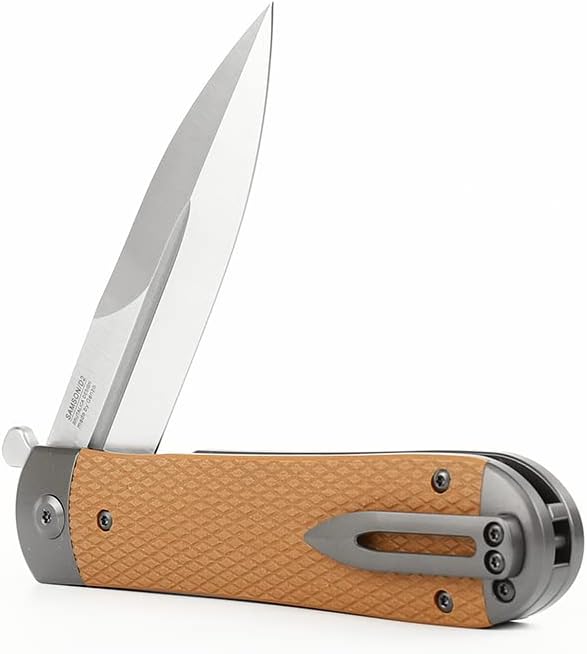 GANZO Adimanti Samson-BR Pocket Folding Knife D2 Steel Blade Anti-Slip G10 Handle with Clip Hunting Fishing Camping Outdoor EDC Pocket Knife (Brown)
