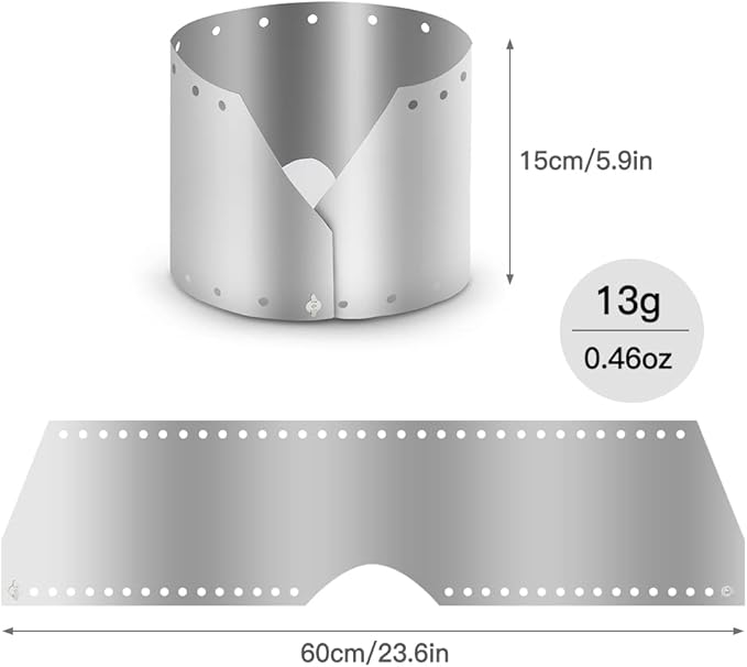 Wind Shield, Ultralight Ultra-Thin Titanium Outdoor Camping Stove Wind Shield Screen Windproof Plate, 15