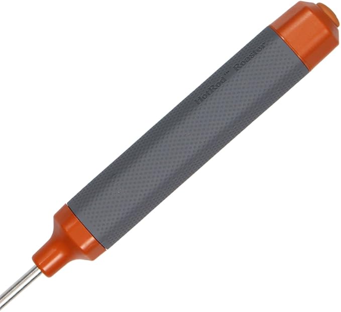 HotRod Automatic Rotating Hot Dog and Marshmallow Roasting Stick – Premium Campfire Tool for S’mores, BBQ, and Camping – Compact, Durable, and Fun for All Ages - ORANGE