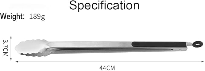 BBQ Tongs for Grilling, 17" Long Kitchen Cooking Stainless Steel Heavy Duty Locking Grill Tongs with Soft Grip Silicone Handle