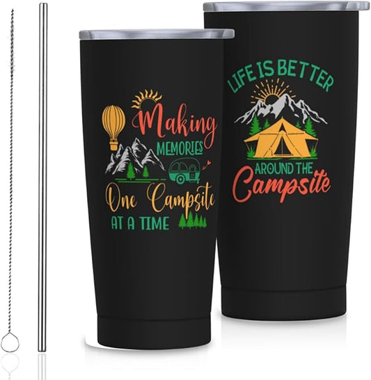 Camping Gifts for Men, Campings Tumbler 20oz, Men camper Gift, Camping Lovers Gifts Stainless Steel Insulated Travel Coffee Cup Mugs Gift for Boys/Husband/Dad Birthday Christmas Father's Day