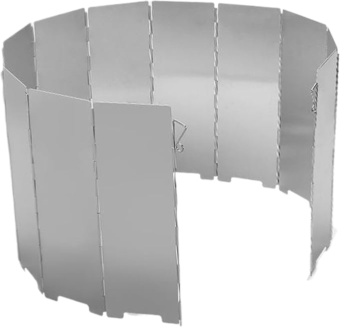 Camp Stove Windscreen Set, 12 Plates Folding Camping Stove Windscreen with Air Vents, 38.6x9.5 in Windshield Aluminum Alloy Outdoor Portable Camping Wind Blocker