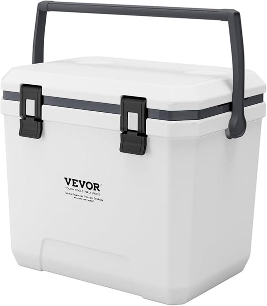 VEVOR Ultra-Light Hard Cooler, Ice Retention Cooler with Heavy Duty Handle, Ice Chest Lunch Box for Camping, Travel, Outdoor, Keeps Cool for up to 6 Days, 30% Lighter Than Rotomolded Coolers
