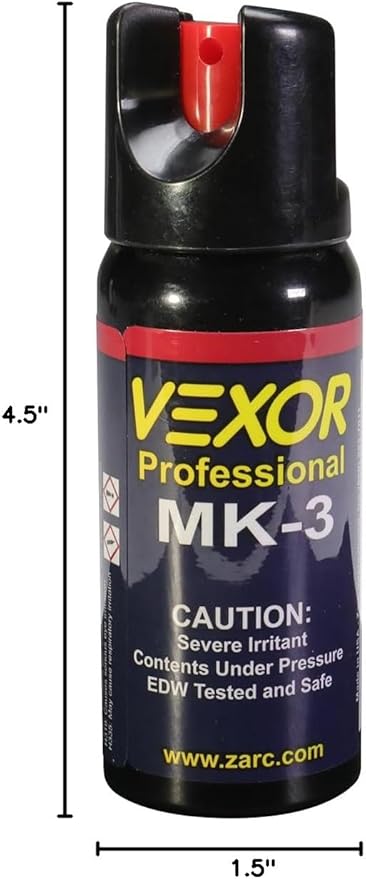 Vexor Pepper Spray Maximum Police Strength, Up to 15 -Foot Range, Twist Top Safety for Quick and Accurate Aim, Protection for Women and Men
