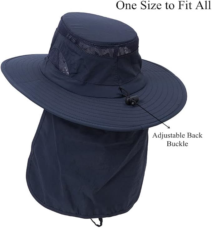 UV 50+ Sun Protection Hat for Men Women, Wide Brim Bucket Hat for Outdoor Sport & Works Fishing Hat with Neck Flap
