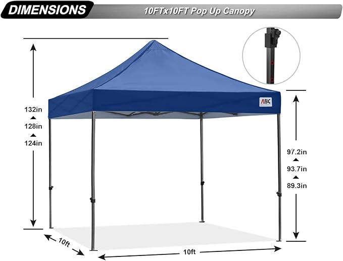 ABCCANOPY Patio Pop Up Canopy Tent 10x10 Commercial-Series (Navy Blue)