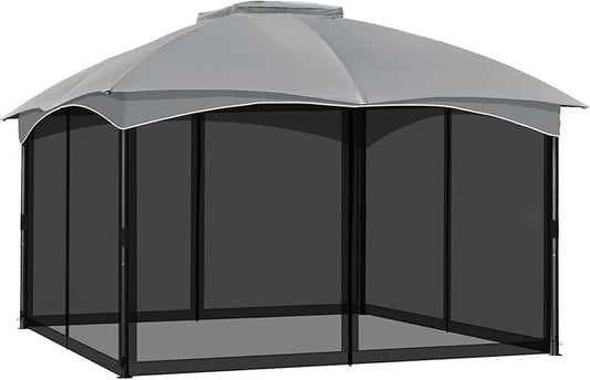 COWVIE Gazebo Replacement Netting Screen, 12' x 16' Universal Gazebo 4-Panel Mosquito Sidewalls with Double Zippers for Outdoor Patio (Only Netting)