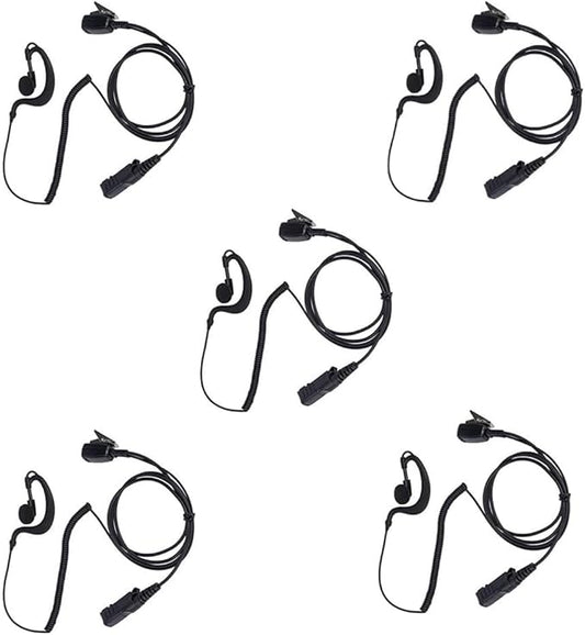 Xpr3500e Earpiece Headset with Mic PTT Compatible with Motorola Xpr3300e Xpr3500 Walkie Talkie 5 Pack 2 Way Radio G Shape Black