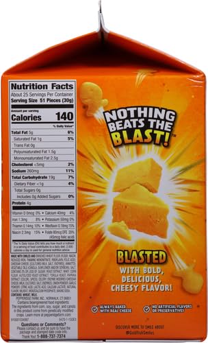 Goldfish Flavor Blasted Xtra Cheddar Cheese Crackers, 27.3 oz Carton (Pack of 2)