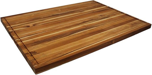 EcoDecors, XXL Teak Cutting Board 40"x28", Reversible Solid Teak Wood Edge Grain Carving Board with Juice Groove, Extra Large Butcher Block Carving Board, Best Wooden Cutting Board for Kitchen & BBQ