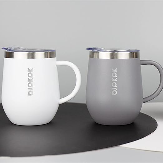 BJPKPK 2 pcs Insulated Coffee Mug, 12 oz Stainless Steel Insulated Coffee Tumbler with Lid for Hot Drinks & Cold Drinks-White